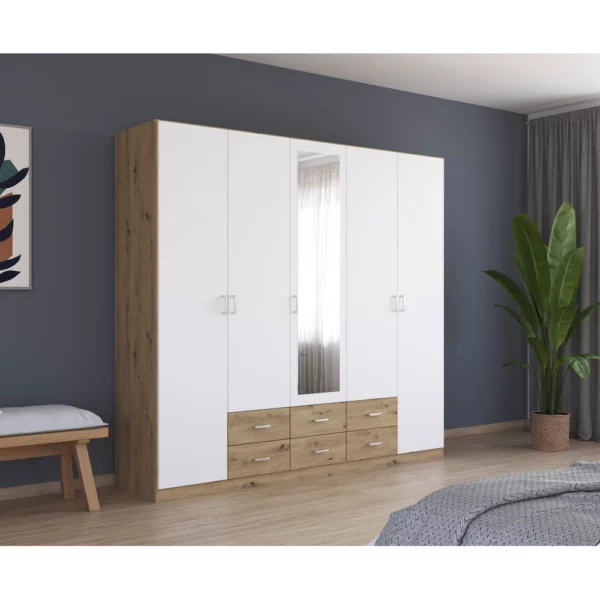 Armoire 5 Portes avec Miroir